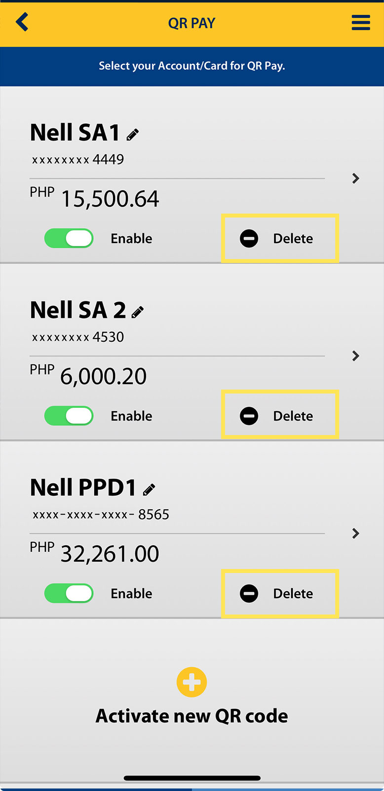 How to delete a QR Code